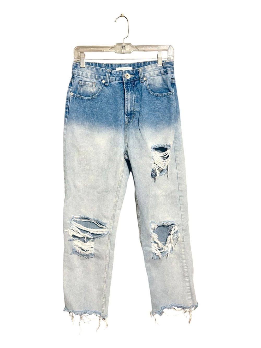 REVELATION High-Rise Two-Tone Light Wash Ripped Jeans